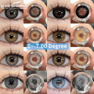 EYESHARE Color Contact Lenses with Degree 2Pcs Natural Blue Gray Lens with Prescription High Quality Brown Contact Myopia Lenses