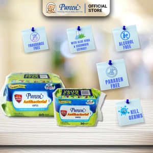 Pureen Antibacterial Hygiene Wipes 3x80s x 8 packs (Carton Sale)