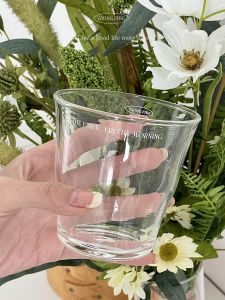 Heat Resistant Glass Cup Korean Style Large Capacity Coffee Milk Breakfast Wave Pattern round Shape Transparent Color Everyday Gift