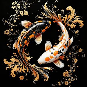 HUACAN 11CT Cross Package Koi Tai Chi Animal DMC Thread Needlework Printed Canvas Decor For Home Gift Crafts Hobby Creative