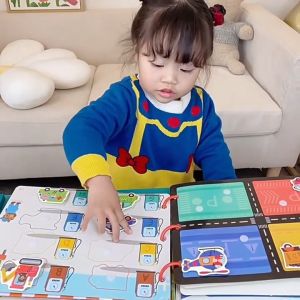 LAKOE Quiet Book Activity Diy Buku Busy Book Bayi Velcro Reused Baby Soft Book 14/30Pages