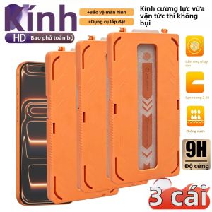 Bộ 3 Miếng Dán Kính Cường Lực HD Chống Bụi NNBILI Màu Cam Cho iPhone 11/12/13/14/15/16/17/18 Pro Max/Pro - Chống Trầy Xước Chống Vân Tay & Chống Vỡ