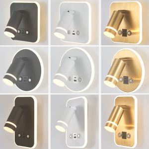 โคมไฟติดผนังสำหรับอ่านหนังสือ USB ชาร์จโคมไฟติดผนังข้างเตียงแสงโดยรอบตกแต่งห้องในร่มสำหรับห้องนอนห้องนั่งเล่นโรงแรมห้องอาหาร