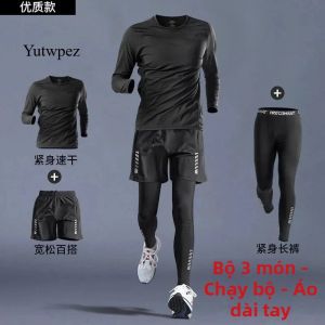 Nam 3PC Tập Luyện Mùa Hè Chạy Bộ Bộ Đồ Thể Thao Ngoài Trời Chạy Bộ Nén Bộ Đồ Thể Thao Cổ Tròn Chui Đầu Bộ Đồ Thể Dục Tập Gym Tập Thể Quần