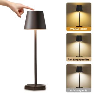 Đèn Bàn LED Sạc Lại Được Cảm Ứng Đèn Ngủ Để Bàn Không Dây Đèn Đọc Sách 3 Màu Sắc Dùng Cho Phòng Ngủ Khách Sạn Quán Bar Nhà Hàng Trang Trí