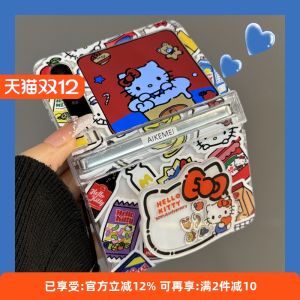 เคสโทรศัพท์พับลายแมวห้อยคอแบบพกพาสำหรับ Huawei Purax รุ่นเก็บรักษา ป้องกันการตกหล่น ดีไซน์น่ารัก สำหรับผู้หญิง