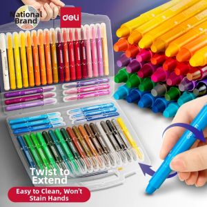 deli | Washable Non-Messy Safe 48 Colors Rotating Oil Pastels