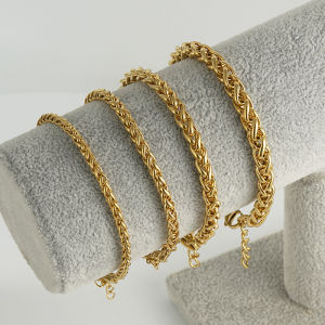 Chunky 18K vàng mắt xích uốn cong Cuba Chuỗi vòng đeo tay cho nam nữ chàng trai ông chủ 3mm 4mm 5mm 6mm