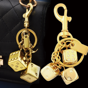 Luxury Lucky Dice Keychain Hot Sale Handbag Metal Charm Classic Dice Car Keychain Lucky Symbol Jewelry Clothing Accessories Gift