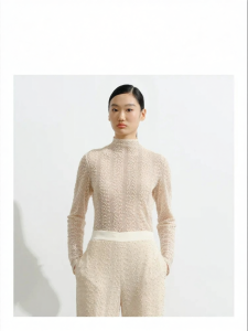 Early Autumn Lace Jacquard Half High Neck Inner Top