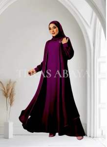 Gamis Abaya Ceruty Babydoll Salsa mahogany Busana Muslim Wanita dewasa Terbaru dengan Aplikasi Mewah
