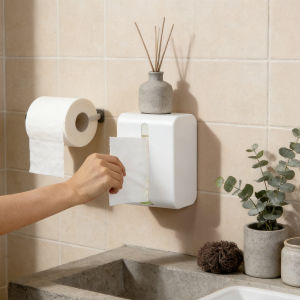 Punch-free Wall Mounted Napkin Holder Waterproof Tissue Storage Box Toilet Paper Bathroom Kitchen Desktop Paper Case
