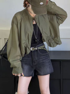 Shalldoer | Fashionable Knot Batwing Sleeve Short Outerwear Womens Summer New Loose Slimming Sun Protection Clothing Stand Collar Long Sleeve