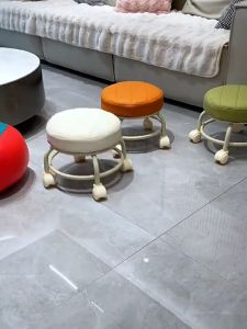 XUXU เก้าอี้ สตูลเตี้ยสสตูลเล็กมีล้อ 360° เบาะนั่งมีล้อเลื่อน สตูลโซฟาเคลื่อนที่ได้สวยงาม PU เก้าอี้หนัง