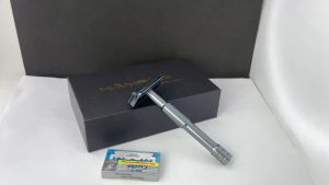 Kampfe Mens Vintage Double-Edged Razor Non-Slip Aluminium Wet & Dry Grooming Shaver for Smooth Shave 5 spare razor blades