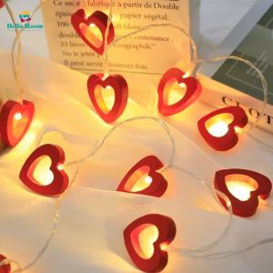 1.5m Woody Heart Shaped LED Decorative String Lights Led Fairy Light Garland Lamp for Valentine Day Wedding Party Decoration