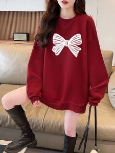 SUSHOUWANGE | Round Red Fleece Loose Sweatshirt