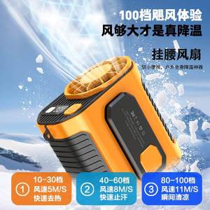 Portable Waist-Hanging Fan Small Air Conditioner Outdoor Construction Site Personal Cooling USB Powered Compact Size Fan