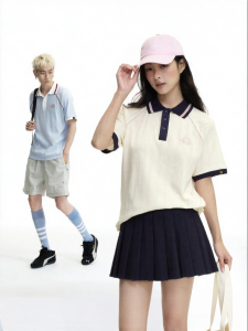 dangerouspeople | Colorblock Loose Fit Retro College Style Polo Shirt