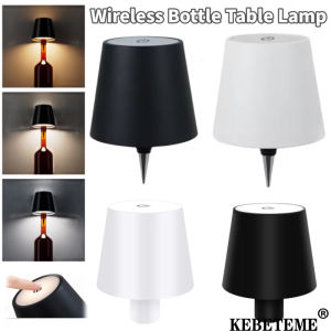 KEBETEME 2PCS LED Bottle Table Lamp 3Levels Dimmable Touch Sensor Desktop Night Light Rechargeable for Restaurant Hotel Bedroom Office Decor Light