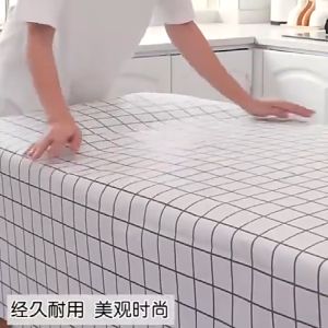 【iMall】Plastic Table Cloth Cover Tablemat Tablecloth Waterproof Oilproof Grid Print Pattern Kain Alas Meja Makan Dining