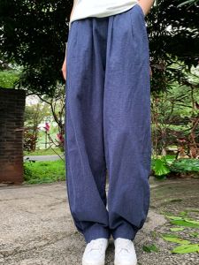 กางเกงขายาวทรงหลวมสไตล์ญี่ปุ่นสำหรับฤดูใบไม้ผลิและฤดูร้อน สีพื้น ทรงหลวม ลำลอง ทรงหล่อ ทรงหล่อ ทรงหล่อ กางเกงขายาวทรงหล่อ