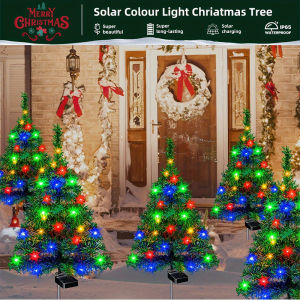 Christmas Tree Decorations Solar Outdoor Waterproof Light Sensor Colorful Christmas Lights for Garden Pathway Landscape Party
