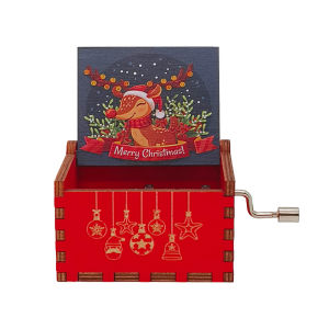 Cartoon-themed wooden music box toys Christmas hand-cranked music box gift party decorations childrens gifts birthday gifts