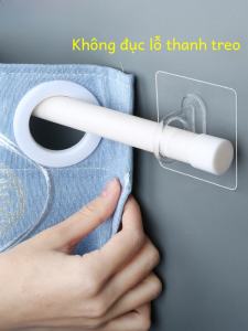 Expandable Curtain Rod Stand Support Laundry Drying Rack Bathroom Shower Curtain Rod Holder Adhesive Wall Mounted Clothes Hanger