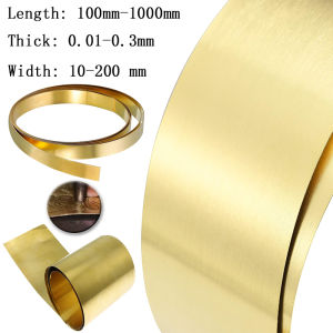 1pcs Brass Sheet Brass Flat Thick 0.01-0.3mm Width 10-200mm Brass Skin Metal Thin Sheet Foil Plate Length 100mm-1000mm