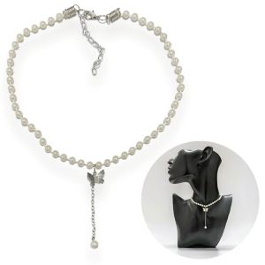 Lorelei Butterfly Pearl Chain Necklace Kalung Pearlstring Kupu Kupu Rantai Untai