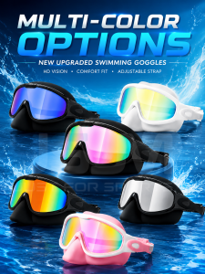 JSJM Upgraded Adult Swimming Goggles HD Anti-Fog Waterproof Swim Glasses Wide View UV Protection Adjustable Strap for Men Women