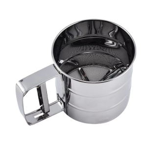 1pc Stainless Steel Flour Sifter For Baking Powder Sugar Shaker With Hand Press Design Fine Mesh Flour Sifter Sieve