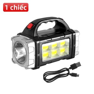 Đèn Pin Năng Lượng Mặt Trời Có Thể Sạc Lại Bằng USB Với 6 Đèn COB Chức Năng Sạc Dự Phòng Dùng Cho Cắm Trại Chống Nước Đèn Tìm Kiếm