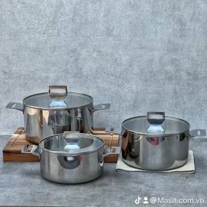 Nồi inox đúc KAIYO Nhật inox liền khối 3 lớp đa dạng kích thước nồi KAIYO