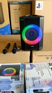 SKG ลำโพงบลูทูธพกพา เบสแน่น 8นิ้ว มีไมค์ลอย 2อัน แสงสีวิบวับ ปิด-เปิด 50W RMS ปรับเสียง ECHO รับประกัน 1 ปี
