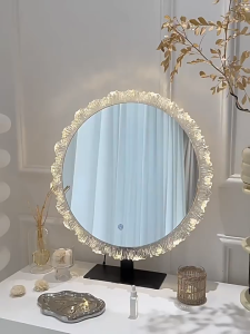 [SG Seller]Vertical Mirror LED Light Smart desktop makeup mirror Three-Color Light mirror Smart desktop makeup mirror