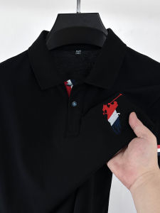 Paul Polo Shirt Mens Slit Short Sleeve Summer Middle Youth High Brand Embroidery Versatile Pure Cotton Mens T-shirt