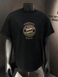 Pure Cotton Bayern Munich Short Sleeve T-Shirt Mens round Neck Casual Sporty Breathable Top for Summer 2025 Trendy Youthwear