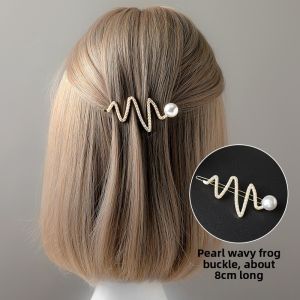 Side Pearl Diamond Hair Clip Womens Popular New 2025 Hair Accessories Hairband Crystal Embellished Hairpin Back of Head