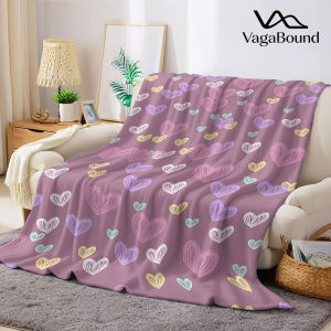mauve pastel heart doodle Flannel Blanket Warm Soft Halloween Christmas Decorative Couch Warm Cozy All-Season Gift