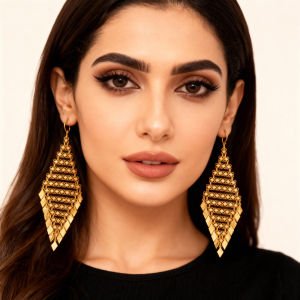 Copper Dangle Earring Plated Gold Arabic Wedding Jewelry Long Drop Earrings Turkish Trendy Jewelry Accessories for Women