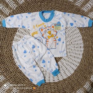 setelan oblong panjang bayi/anak perempuan putih motif CAT set baju celana panjang anak/bayi perempuan 3-12bulan