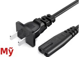 Cáp Nối Dài Dây Nguồn AC 2 Chân Đa Quốc Gia 1.2M Cho TV Máy In Máy Tính Xách Tay - Cáp Sạc Tương Thích EU/US/AU/UK