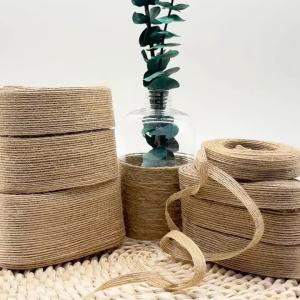 5M Natural Jute Ribbon 0.6-5cm 8 Size Options Burlap Hessian Trim for Christmas Wedding Gift Wrap Home DIY Decor