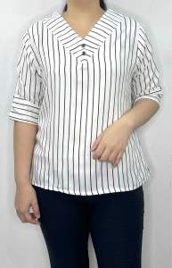 OS - New Blouse Jumbo Wanita Keiva Salur XXL Atasan Blus Cewek Model Baru Baju Fashion Bigsize