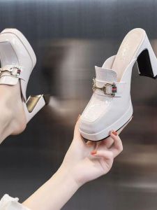 Womens Platform Sandals Summer 2024 New Thick Heel Waterproof High Heels Buckle Shoes Korean Style Ultra Leather Inner Material
