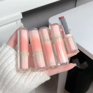 KEKEMOOD Lipstick Round Tube Crystal Mirror Surface Lipstick Moisturizing Waterproof Longlasting Nature Lip Gloss