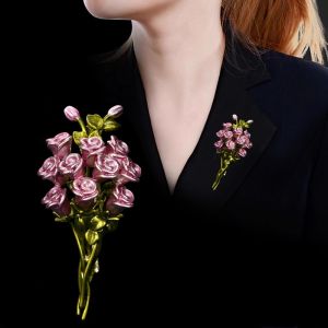 Hoa hồng màu hồng Ghim Cài áo hình hoa cho phụ nữ đẹp bó hoa cây bên văn phòng trâm cài Quà Tặng