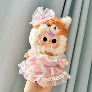 [Baby clothes only] 20cm baby three-year-old baby doll clothes three generations of big cute series plush doll pink yarn love skirt set